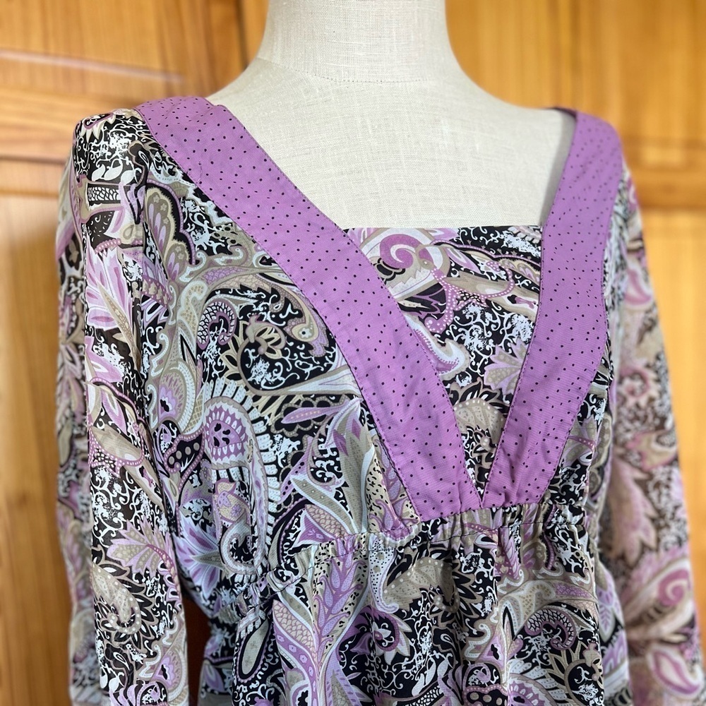 Separates by New YorkCity Design 22/24 Purple Paisley Polka Dot Blouse Plus Size - Picture 4 of 8